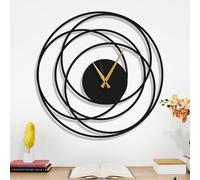Dekory Horloge Murale Orbite 60 cm, Horloge Murale décorative en Métal Noir - Grande Horloge Murale pour Salon, Cuisine, Bureau - Look Épuré - Idée Cadeau Parfaite