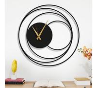 Dekory Horloge Murale Sphère Silencieuse 60 cm en Métal Noir - Grande Horloge Décorative pour Salon, Cuisine, Bureau - Look Épuré - Idée Cadeau Parfaite
