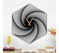 Dekory Horloge Murale Spirale Hexagone 70 cm XL en métal Noir, silencieuse sans tic-tac, Design Moderne Minimaliste, Horloge décorative géométrique, pour loft, Salon, entrée