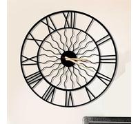 Dekory Vague Horloge Murale en métal 60 cm, Silencieux sans tic-tac, horloges murales Vintage et industriel en métal, Pendule murale, pour salon bureau, chambre, cuisine, salle à manger