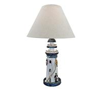 dekoundmeer Lampe phare 50 cm en bois et textile Blanc/bleu 30/12 cm