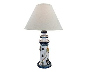 dekoundmeer Lampe phare 50 cm en bois et textile Blanc/bleu 30/12 cm