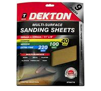 Dekton DT80778 Lot de 9 feuilles abrasives multi-surfaces 280 mm x 230 mm