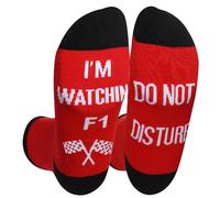 Dekzked Chaussettes amusantes pour fans de F1, « Do Not Disturb I'm Watching F1 » - Cadeau d'anniversaire pour les amateurs de F1, rouge/noir, Taille unique