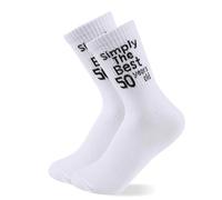 Dekzked Chaussettes de tennis fantaisie pour homme et femme - Cadeau amusant pour les 30/40/50/60/70 ans, Blanc-50e, Taille unique