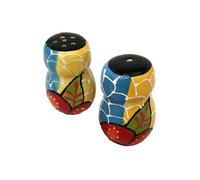 DEL RIO SALADO Set Sel et poivre artisanal - En céramique - Hauteur 8 cm - Diamètre 5 cm MULTICOLORE G