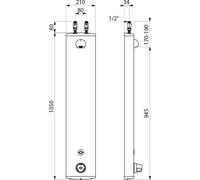 Delabie Du-Elem. SECURITHERM Therm. 6V Batt.,alu., raccord en haut