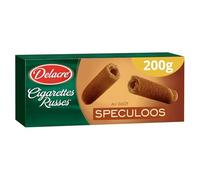 DELACRE Cigarettes Russes Spéculoos - Biscuits fins roulés au four - Boîte de 200 g - Format pratique pour apéritifs et desserts - Lot de 4