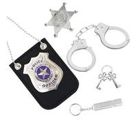 DELAIHUIL Insigne De Police Pour Enfants,Accessoires De DéGuisement De Police,Costume De Police,Police Equipement Accessoires Enfant Policier Badge Menottes,Policier Badge Menottes En MéTal