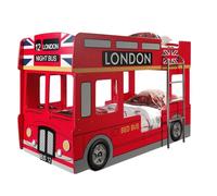 Vipack Lit superposé London Bus laqué avec LED, rouge