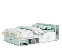 Delamaison Pocket Lit 2 Places avec Rangements, Blanc