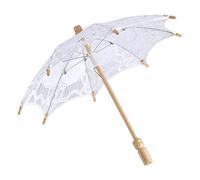Delaman Parapluie en Dentelle Blanc - Parasol de Mariage pour Lady, Décoration et Photo de Fête Nuptiale (S-Blanc)