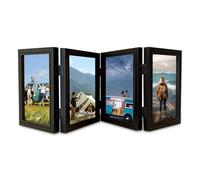 Delamiya Cadre photo pour 4 photos, 10 x 15 cm, pliable, en bois, pour bureau ou famille, cadeau de mariage, cadeau pour mère, ami, noir, quadruple