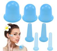 Delamiya Lot de 7 ventouses en silicone - Sans BPA - Anti-cellulite - Avec ventouses pour le corps et le visage - Anti-âge - Anti-rides - Cellulite - Bleu