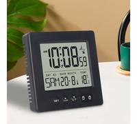 Delamiya Réveil numérique radio-piloté avec thermomètre, calendrier, lumière, température, affichage de la date, deux réveils indépendants, heure automatique