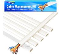 Delamu 2,16m Goulotte Passe Cable Mural, Cache Cable pour 3-4 Câbles | Cache Cable TV Mural, Facile à Installer pour Goulotte Electrique, Housse de Câbles TV, 6Pcs, 36cm(L)×30mm(l)x 17mm(H), Beige