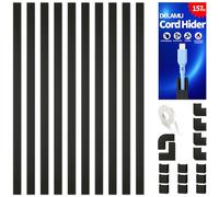 Delamu 4M Goulotte Passe Cable Mural, Cache Cable TV Mural pour 1-2 Fils, Gaine Electrique pour la Maison et Le Bureau, Kit pour Cacher Les Cables, 10 x 40 cm x 15 mm x 10 mm, Noir