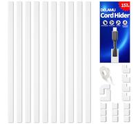 Delamu 4M Goulotte Passe Cable Mural, Cache Cable TV Mural pour 1-2 Fils, Gaine Electrique pour la Maison et Le Bureau, Kit pour Cacher Les Cables, 10 x 40 cm x 15 mm x 10 mm, Blanc
