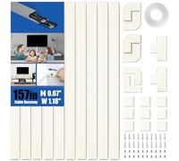 Delamu 4M Goulotte Passe Cable Murale Autocollante, Cable Management, Cache Cable Fils Goulotte Electrique pour TV & Bureau, 10 pièces, L400mm x W30mm x H17mm, Beige