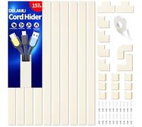 Delamu 4M Goulotte Passe Cable Murale Autocollante, Cable Management, Cache Cable Fils Goulotte Electrique pour TV & Bureau, 10 pièces, L400mm x W24mm x H14mm, Beige