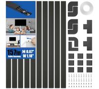 Delamu 4M Goulotte Passe Cable Murale Autocollante, Cable Management, Cache Cable Fils Goulotte Electrique pour TV & Bureau, 10 pièces, L400mm x W30mm x H17mm, Noir