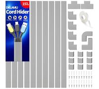 Delamu 4M Goulotte Passe Cable Murale Autocollante, Cable Management, Cache Cable Fils Goulotte Electrique pour TV & Bureau, 10 pièces, L400mm x W24mm x H14mm, Gris
