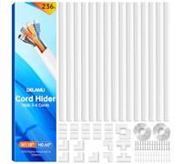 Delamu 6m Goulotte Passe Cable Mural, Cache Cable pour 3-4 Câbles | Cache Cable TV Mural, Facile à Installer pour Goulotte, Housse de Câbles TV, 15Pcs, 40cm(L)×30mm(l)x 17mm(H), Blanc