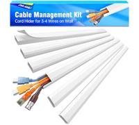 Delamu Cache-câbles pour 3 à 4 fils sur le mur, grand cache-câbles - Cache-câbles facile à installer - Cache-câbles pour cordons sur le mur, housse de câbles TV, 15,2 x 3,9 cm (l x H) - Blanc