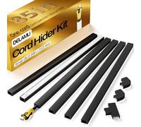 Delamu Cache-cordon noir, cache-câble de 215,9 cm pour fils sur le mur, cache-câbles à une corde, cache-câbles pour cordons de télévision sur le mur, kit de gestion de câbles facile à installer, 6