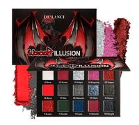 DE'LANCI Palette de Fard à Paupières Gothique Halloween Black Red, Fard à Paupières Sombre Métallique Argenté Brillant Rouge Noir, Haute Pigmentation Vegan Longue Tenue, Maquillage Zombie Vampire SFX