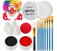 DE'LANCI Peinture pour le corps Halloween - Noir blanc rouge - Peinture pour le visage - Pour le maquillage de clown squelette, maquillage Pro Halloween SFX - Pour visage fantôme de zombie - Lavable