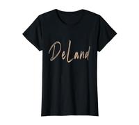 Deland Florida Design Vintage élégant T-Shirt Graphique avec Valeur, Femme, Noir, L