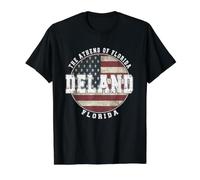 Deland Floride, Drapeau américain Vintage T-Shirt Graphique avec Valeur, Homme, Noir, S