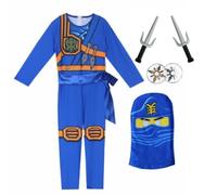 Delanhon Costume de guerrier Ninja pour enfant avec accessoires de masque (bleu, 150)