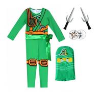 Delanhon Costume de guerrier Ninja pour enfant avec accessoires de masque et accessoires de masque (vert, 110)