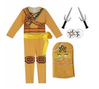 Delanhon Costume de guerrier Ninja pour enfant avec accessoires de masque (jaune, 110)