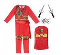 Delanhon Costume de guerrier Ninja pour enfant avec accessoires de masque (rouge, 130)