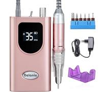 Delanie Ponceuse pour Ongles Professionnelle 35000 RPM Portable Rechargeable Avec Affichage LCD et 6 Embouts Ponçage pour Pédicure Manucure, Puissante, Silencieuse pour Salon/Maison