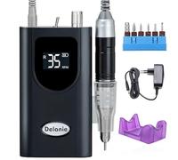 Delanie Ponceuse pour Ongles Professionnelle Electrique 35000RPM Sans Fil Portable pour Manucure Pédicure avec 6 Embouts et Affichage LCD (noir)