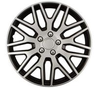 Delaware Lot de 4 enjoliveurs de 15 Pouces en Chrome argenté, Finition chromée et Noire et ABS résistant aux Chocs forts, Durable et fiable avec Anneau de Serrage réglable