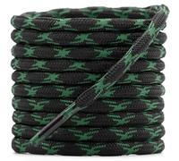 DELELE Lot de 2 paires de lacets de chaussures d'escalade ronds et ondulés antidérapants, robustes et durables, pour l'extérieur, la randonnée, la randonnée, 13 noir et vert, 43"Inch (110CM)