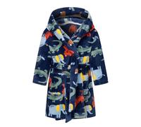 DELEY Peignoir pour Enfants Garçons Filles Robes à Capuche Pyjamas Tout-Petits Vêtements de Nuit Robe de Chambre Douce Chemise de Nuit Animaux Bleu Foncé 4-5 Ans