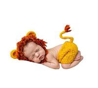 DELEY Unisexe Bébé Lion Costume de Bébé de Vêtements Tenue de Photo Accessoires Crochet Tricot Chapeau de Pantalon Set 0-6 Mois
