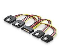 deleyCON 0,15m Adaptateur D’alimentation S-ATA en Y - 1 Prise SATA Femelle vers 4 Connecteurs Mâles - pour Disques Durs Internes HDD/SSD - Permet D’alimenter Jusqu’à 4 Appareils