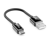 deleyCON 0,15m Micro USB Câble de Charge et de Données Court - Compatible avec Téléphones Android, Smartphones, Tablettes, Lecteurs MP3, Appareils Photo, etc. - Noir