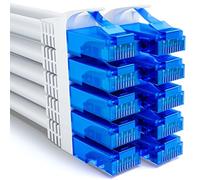 deleyCON 0,25m Set de Câbles Réseau CAT6 U-UTP RJ45, 10 Pièces - Blanc | Câble LAN CAT-6 court de 25 cm, câble de brassage, câble Ethernet pour DSL, commutateur, routeur, modem, répéteur