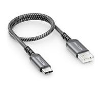 deleyCON 0,30m Câble USB-A vers USB-C Court Câble de Charge Câble de Données pour iPhone 17 15 16 Pro Max Air Galaxy A16 A56 S25 S24 S23 Pixel iPad Pro Air Tablette AirPods Notebook Switch PS5