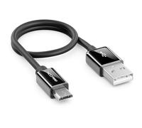 deleyCON 0,30m Micro USB Câble de Charge et de Données Court - Compatible avec Téléphones Android, Smartphones, Tablettes, Lecteurs MP3, Appareils Photo, etc. - Noir