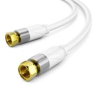 deleyCON 0,5m 4K Câble D’antenne SAT TV Câble Coaxial Connecteur F HDTV | Quadruple blindage, DVB-S, DVB-S2, radio numérique DAB, DVB-T2, connecteurs métalliques plaqués or - Blanc