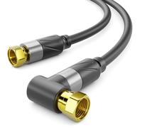 deleyCON 0,5m 4K Câble D’antenne SAT TV Coudé Câble Coaxial Connecteur F | Quadruple blindage, TVHD, DVB-S, DVB-S2, radio DAB, DVB-T2, connecteurs métalliques - Noir